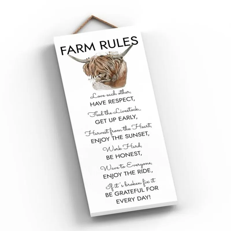 Elico Wooden Plaque Farm rules