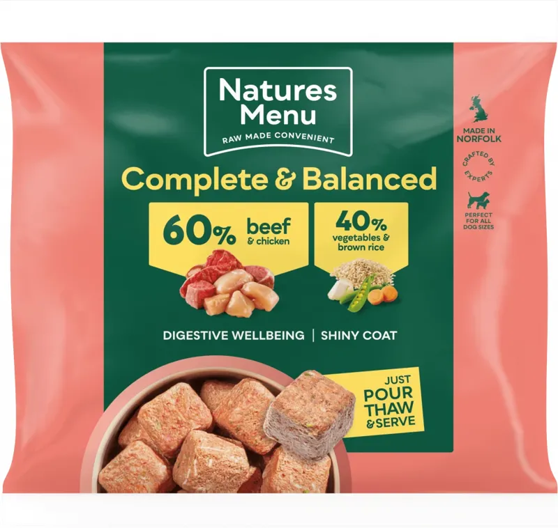 Natures Menu 60/40 Beef Chicken with Vegetables and Brown Rice Frozen Dog Food