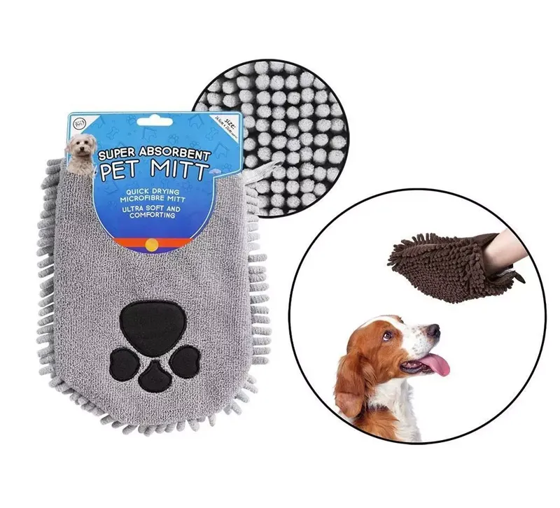 World of Pets Pet Drying Mitt Super Absorbent Microfibre Quick Drying Ultra Soft Dog Pack of 2
