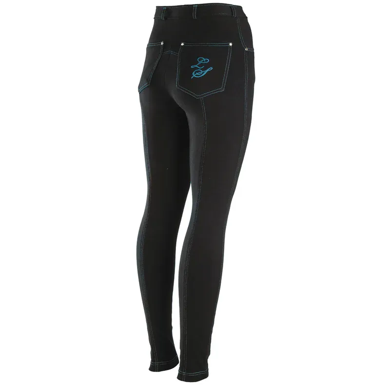 Legacy Junior Stitch Jodhpurs Black Turquoise