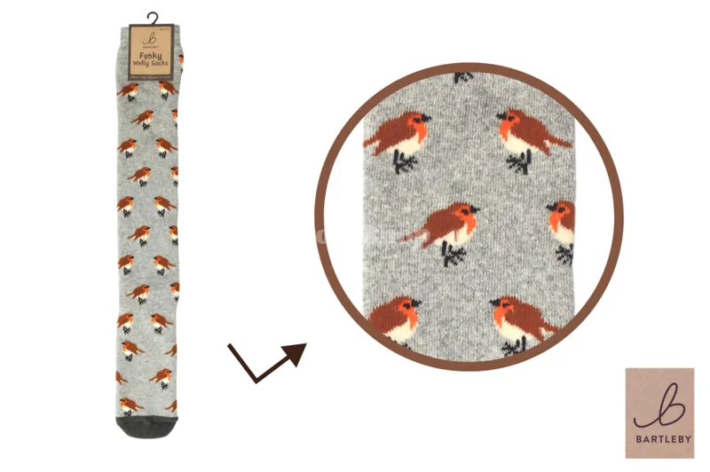 Bartleby Funky Welly Sock Robin