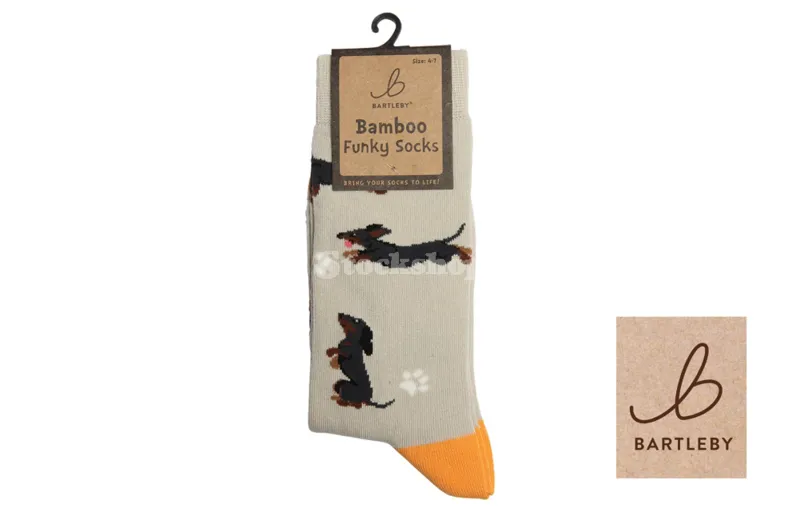 Bartleby Funky Bamboo Sock Sausage Dog UK4-7