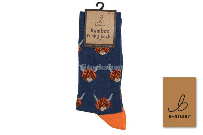 Bartleby Funky Bamboo Sock Highland Cow UK4-7