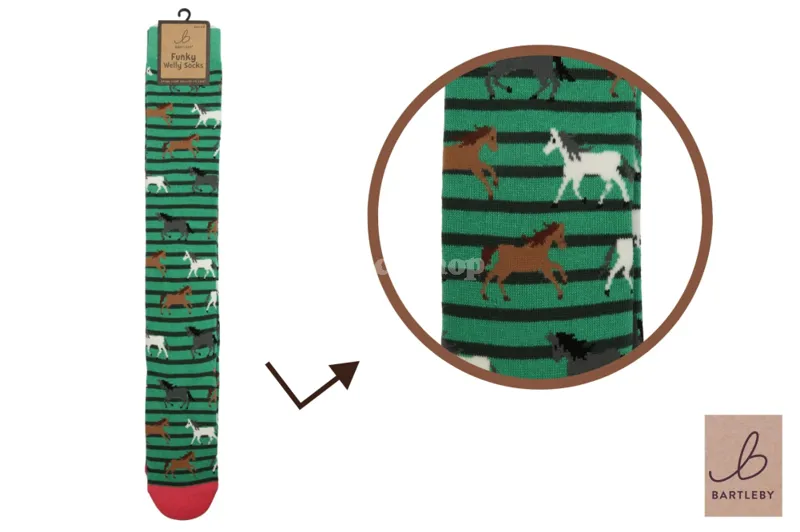 Bartleby Funky Welly Sock Galloping Horses
