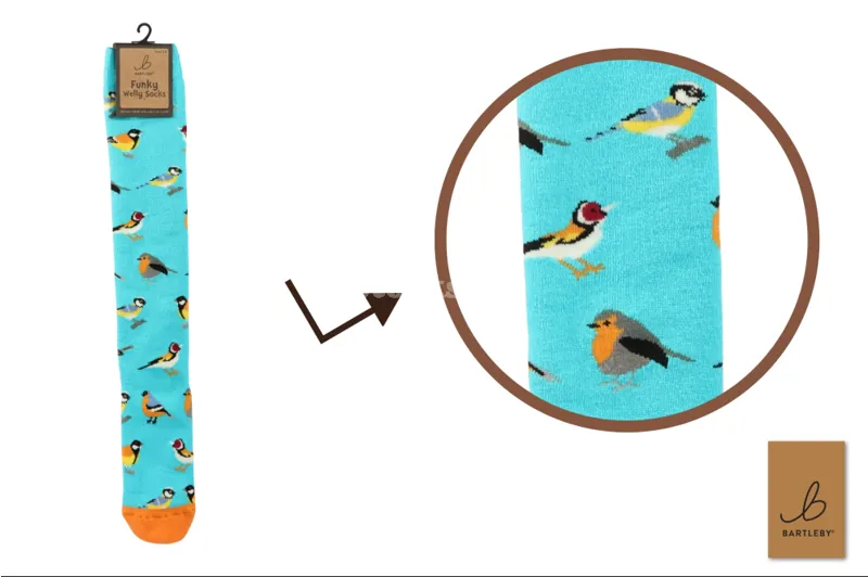 Bartleby Funky Welly Sock Garden Birds