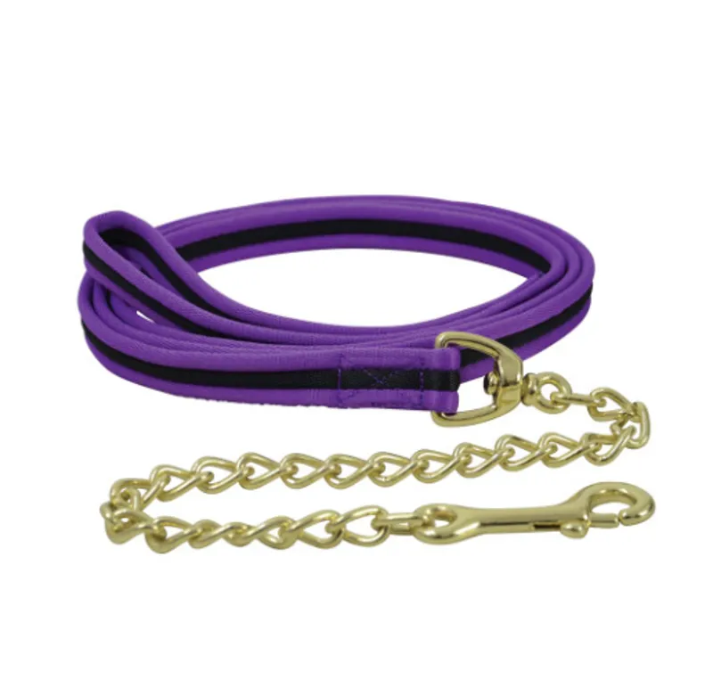 Hy Soft Webbing Lead Rein With Chain in Purple/Black