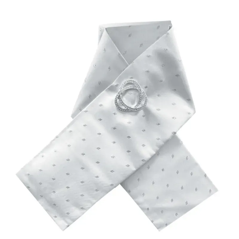 Equetech Ready-Tied Stock in White/Metallic Diamonds